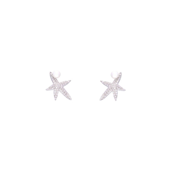 Shining Starfish Casual Silver Studs Earrings