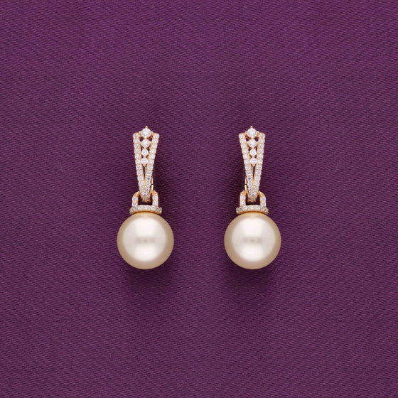 Royal Zircon Pearl Silver Drop Earrings