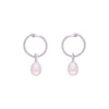 Shimmering Zircon Hoops Silver Pearl Earrings