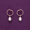Shimmering Zircon Hoops Silver Pearl Earrings