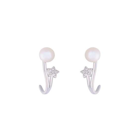 Bedazzling Beauty Pearl Silver Earrings
