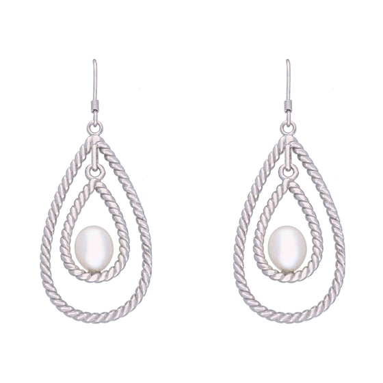 Stunning Pearly Teardrops Silver Earrings