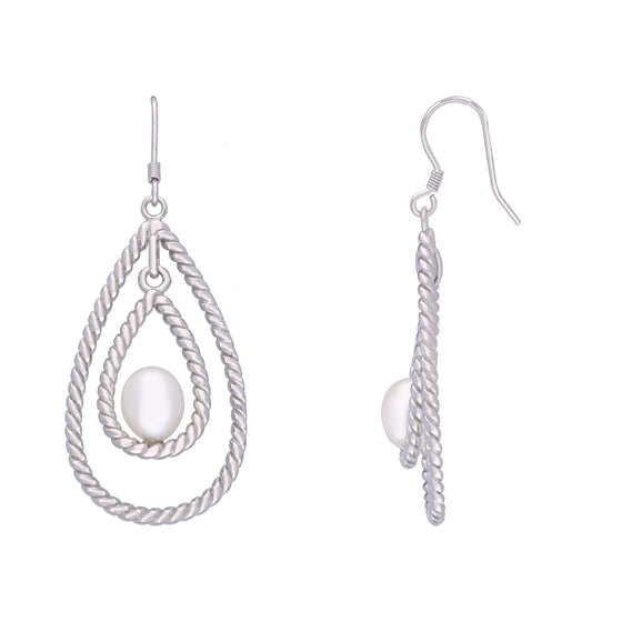 Stunning Pearly Teardrops Silver Earrings