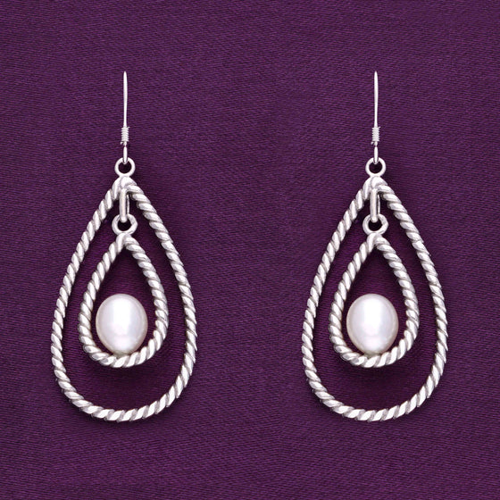 Stunning Pearly Teardrops Silver Earrings