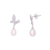 Brilliant Butterflies Pearl Silver Earrings