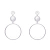 Pretty Pearly Hoops Silver Earrings