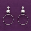 Pretty Pearly Hoops Silver Earrings