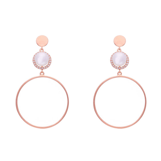 Pretty Pearly Hoops Silver Earrings