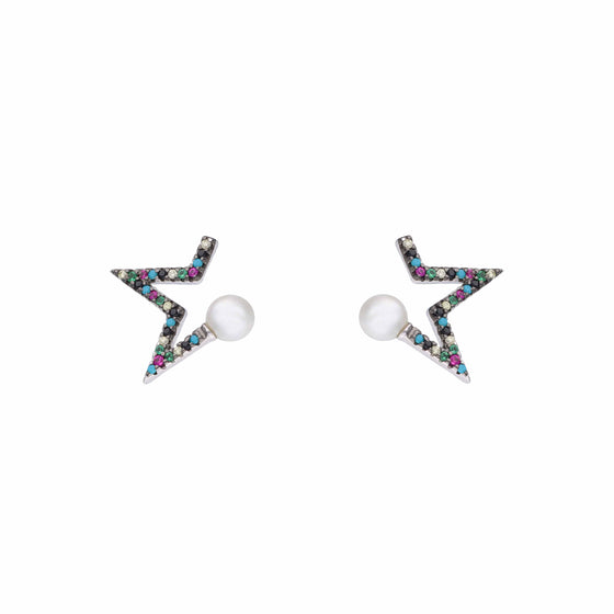 Multicolour Starry Pearl Silver Earrings