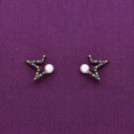 Multicolour Starry Pearl Silver Earrings