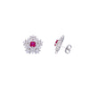 Blooming White & Pink Statement Silver Studs Earrings