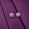 Blooming White & Pink Statement Silver Studs Earrings