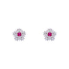 Blooming White & Pink Statement Silver Studs Earrings