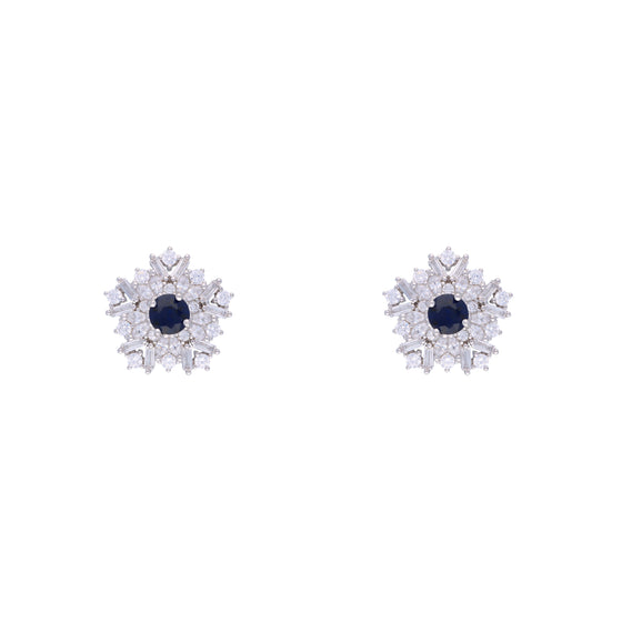 Blooming White & Pink Statement Silver Studs Earrings