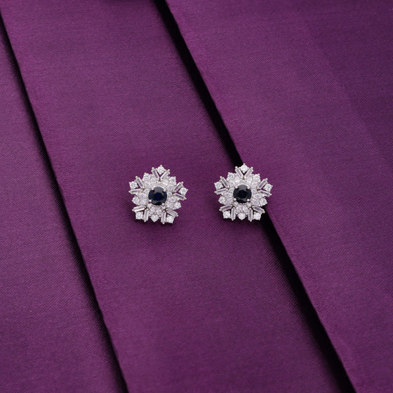 Blooming White & Pink Statement Silver Studs Earrings