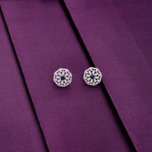  Minimalistic Octagonal Blue & White Studs Floral Silver Earrings