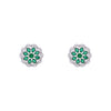 Minimalistic White & Green Floral Marquise Silver Earrings