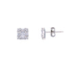 Square Cut Minimal Crystals Casual Silver Studs Earrings