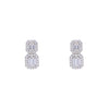 Dual Rectangular Crystals Casual Silver Studs Earrings