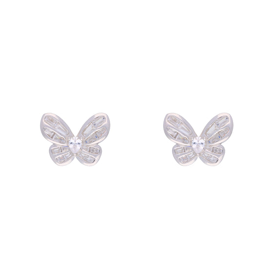 Crystal Butterflies Casual Silver Studs Earrings