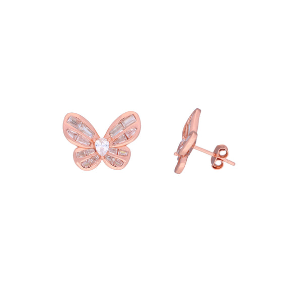 Crystal Butterflies Casual Silver Studs Earrings