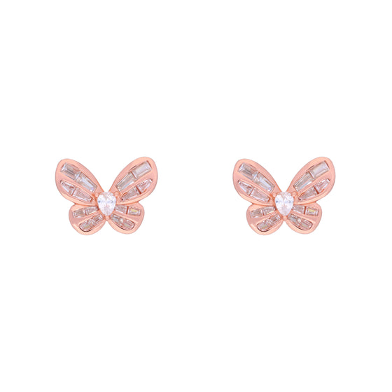 Crystal Butterflies Casual Silver Studs Earrings