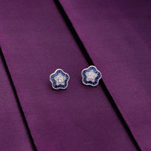  Minimalistic Blue Diamond Studs Floral Marvel Silver Earrings