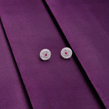  Circle of Aura White and Pink Circular Silver Earrings