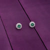 White & Green Zirconia Casual Silver Studs Earrings