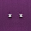 Shimmering Squares Casual Silver Studs Earrings