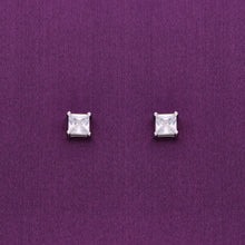  Shimmering Squares Casual Silver Studs Earrings