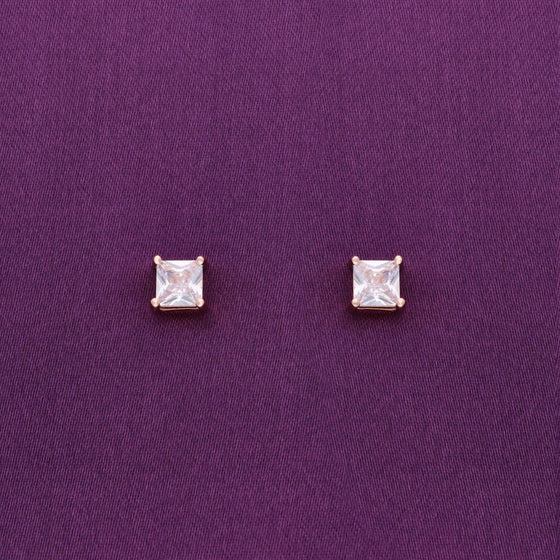 Shimmering Squares Casual Silver Studs Earrings