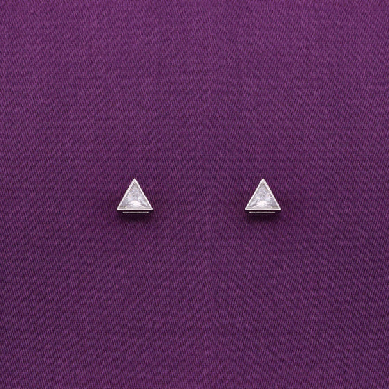 Tantalizing Triangles Small Casual Silver Studs Earrings