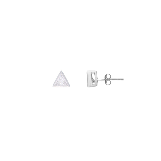 Tantalizing Triangles Small Casual Silver Studs Earrings