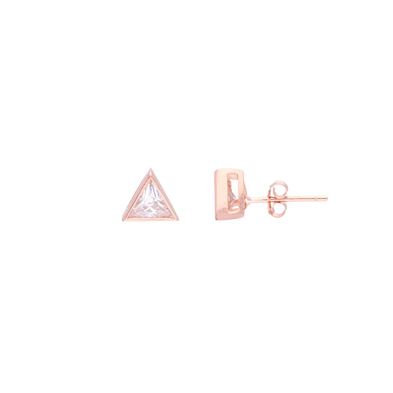 Tantalizing Triangles Small Casual Silver Studs Earrings