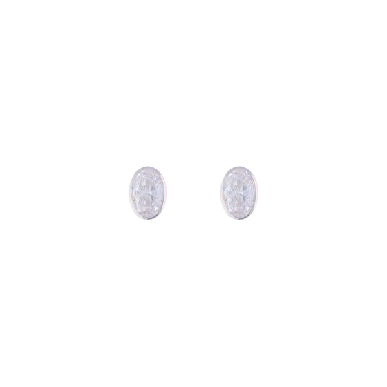 Oval Orbits Casual Silver Studs Earrings