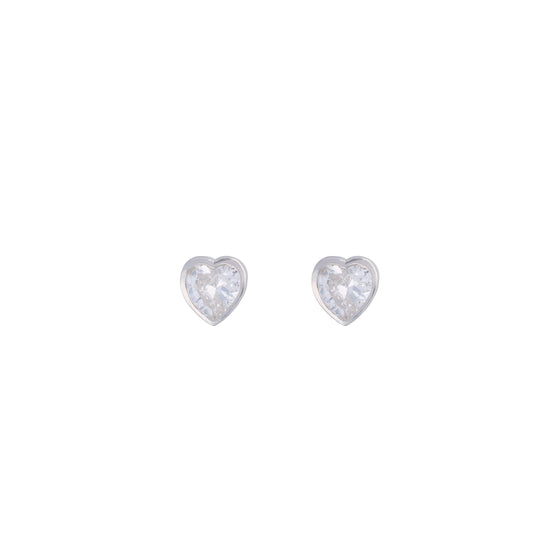 Simple Crystal Cut Silver Earrings