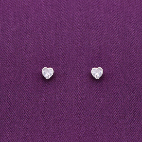 Simple Crystal Cut Silver Earrings
