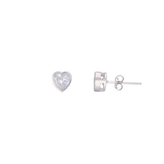 Simple Crystal Cut Silver Earrings