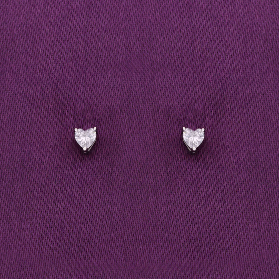 Crystal Pair of Hearts Silver Earrings