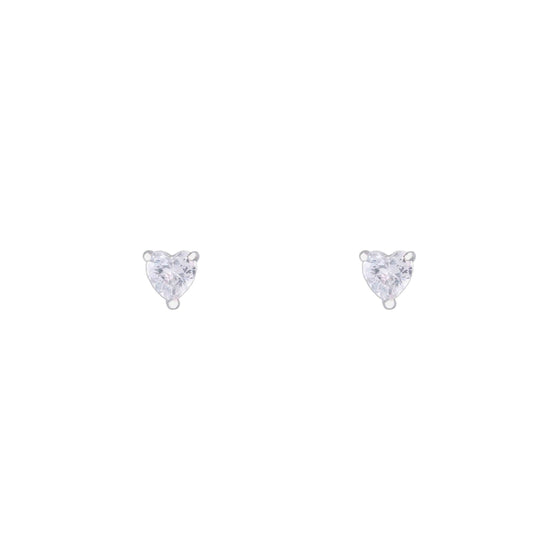 Crystal Pair of Hearts Silver Earrings