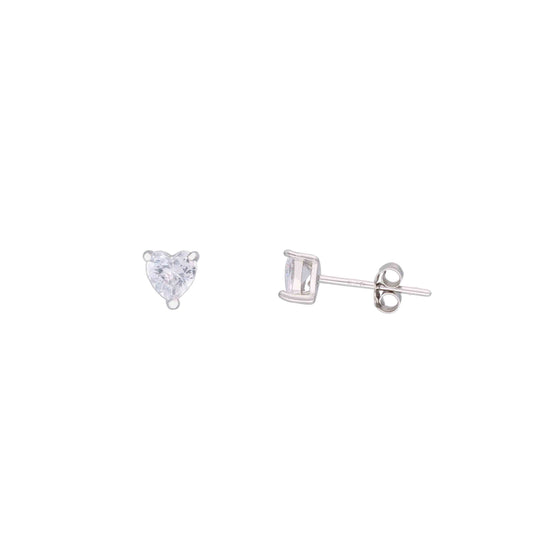 Crystal Pair of Hearts Silver Earrings