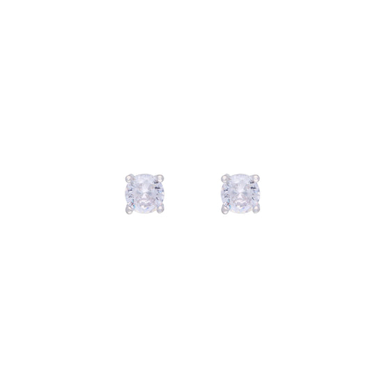 Simple Solitaire Casual Silver Studs Earrings