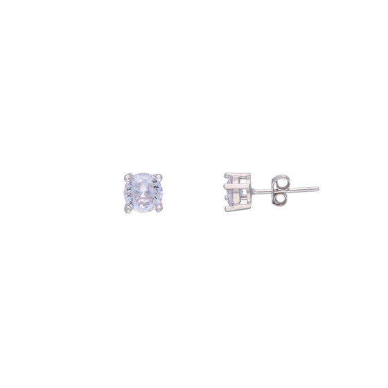 Simple Solitaire Casual Silver Studs Earrings
