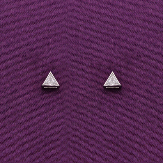 Tantalizing Triangles Big Casual Silver Studs Earrings