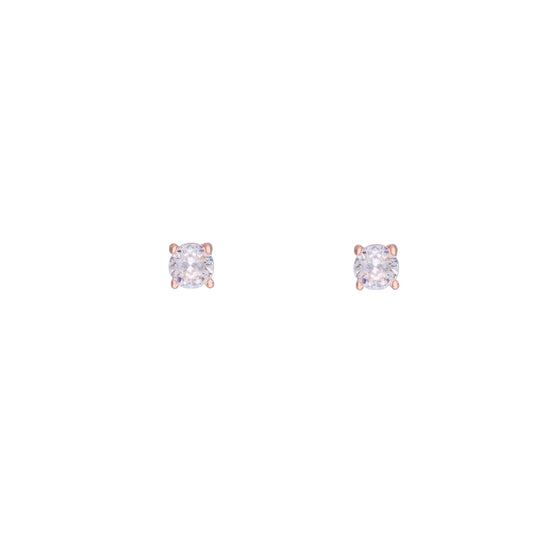 Single Solitaire Zircon Casual Silver Studs Earrings