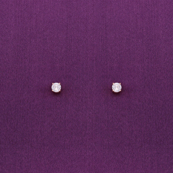 Single Solitaire Zircon Casual Silver Studs Earrings