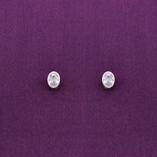  Crystals Oval Casual Silver Studs Earrings