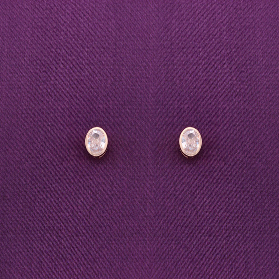 Crystals Oval Casual Silver Studs Earrings