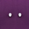 Oval Crystal Cuts Casual Silver Studs Earrings